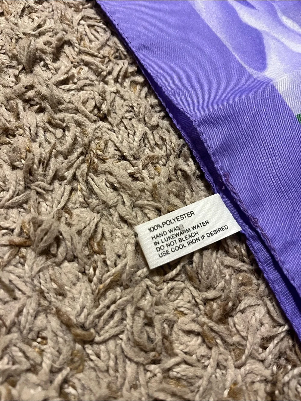 Lavender Rose Print Silk Triangle Scarf